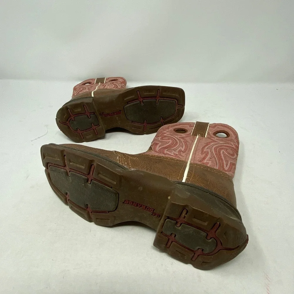 Durango Lil Durango Kids 8 Inch Western Boots Tan Pink BT287 Square Toe Size 11M